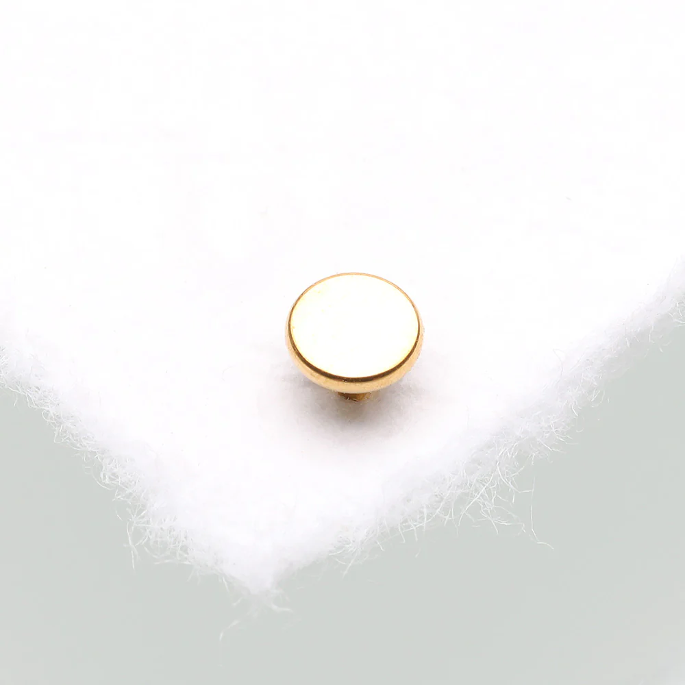 Implant Grade Titanium OneFit Threadless Golden Flat Back Stud Labret Bar Part - Image 3