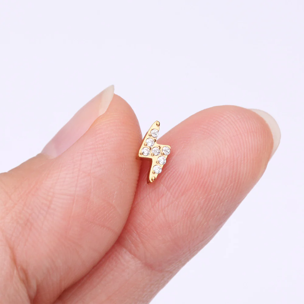 Implant Grade Titanium OneFit Threadless Golden Lightning Bolt Sparkles Top Part - Image 3