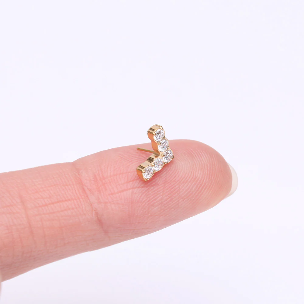 Implant Grade Titanium OneFit Threadless Golden Multi-Gem Chevron Top Part - Image 3