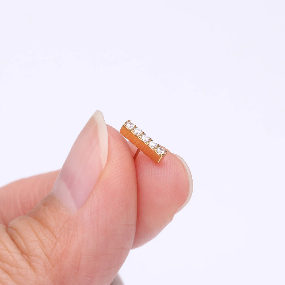 Implant Grade Titanium OneFit Threadless Golden Sparkle Lined Rectangle Top Part - Image 3