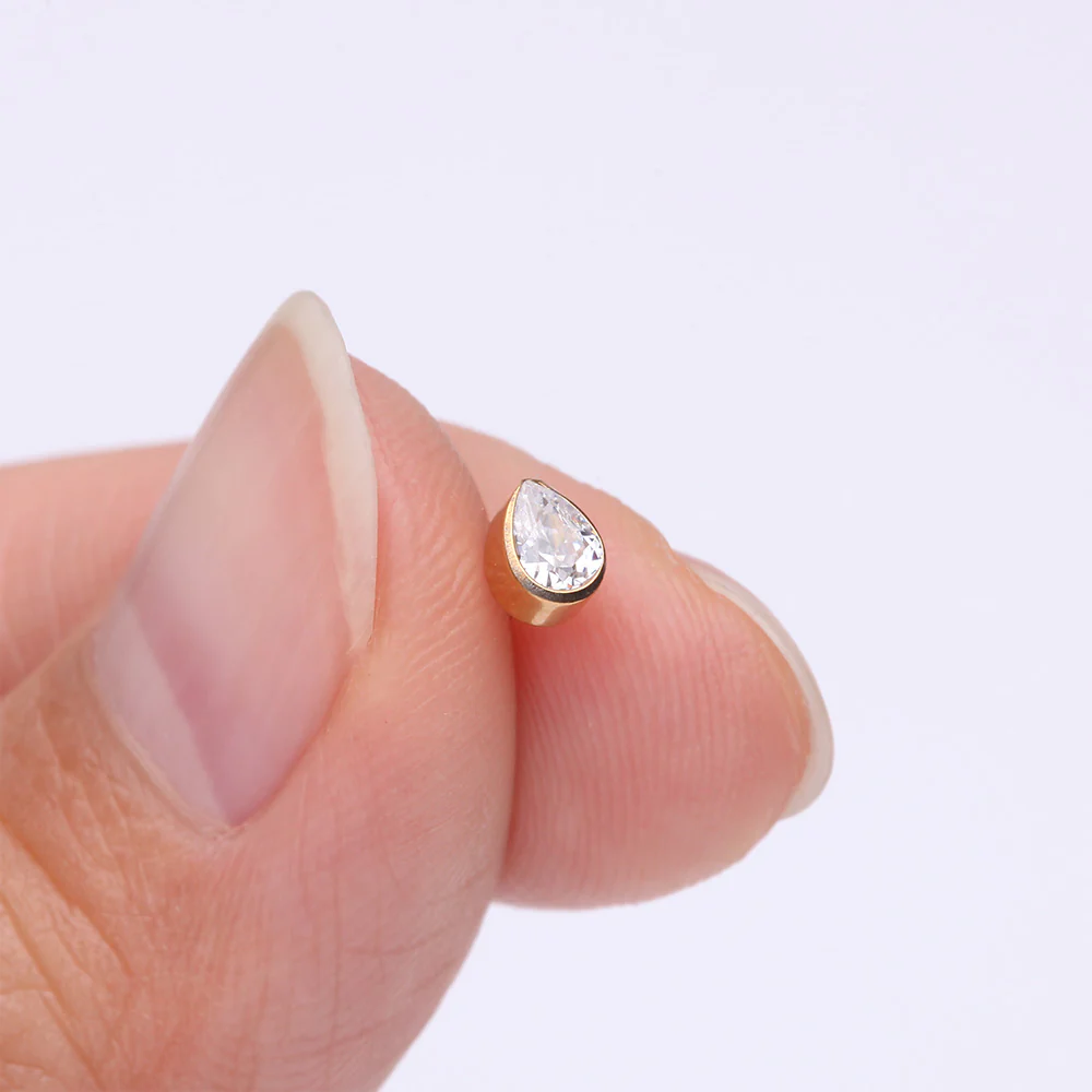 Implant Grade Titanium OneFit Threadless Golden Teardrop Sparkle Top Part - Image 3