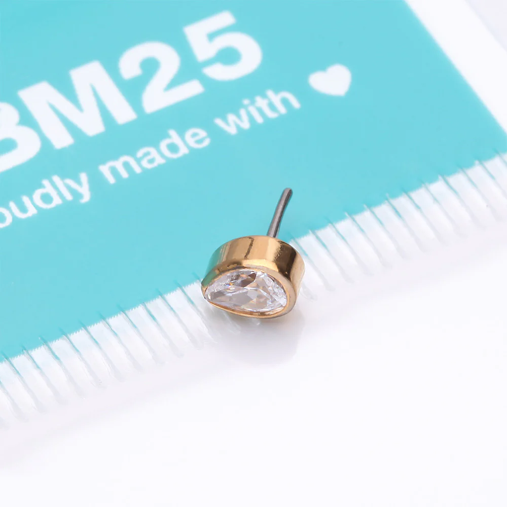 Implant Grade Titanium OneFit Threadless Golden Teardrop Sparkle Top Part - Image 4
