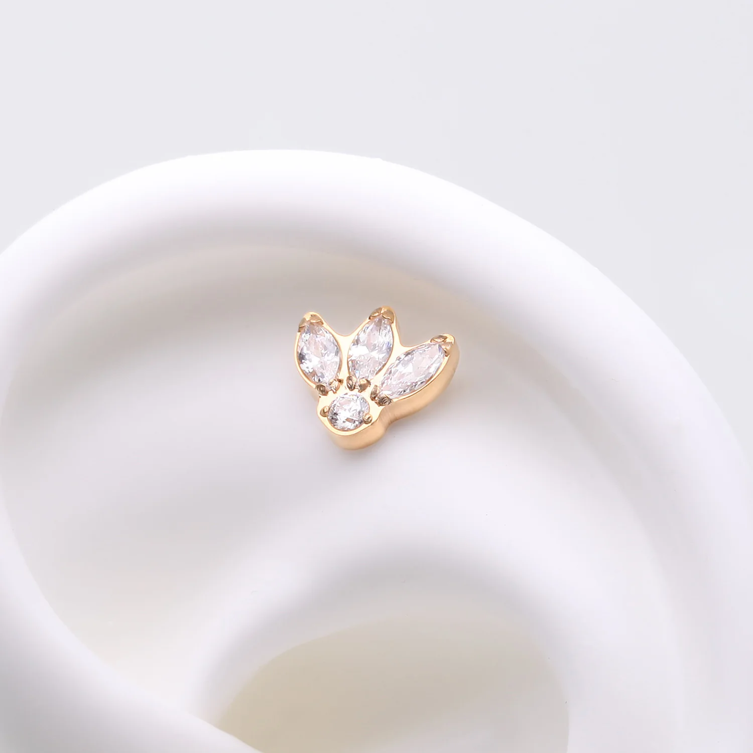 Implant Grade Titanium OneFit Threadless Golden Triple Marquise Sparkle Flower Top Part - Image 2
