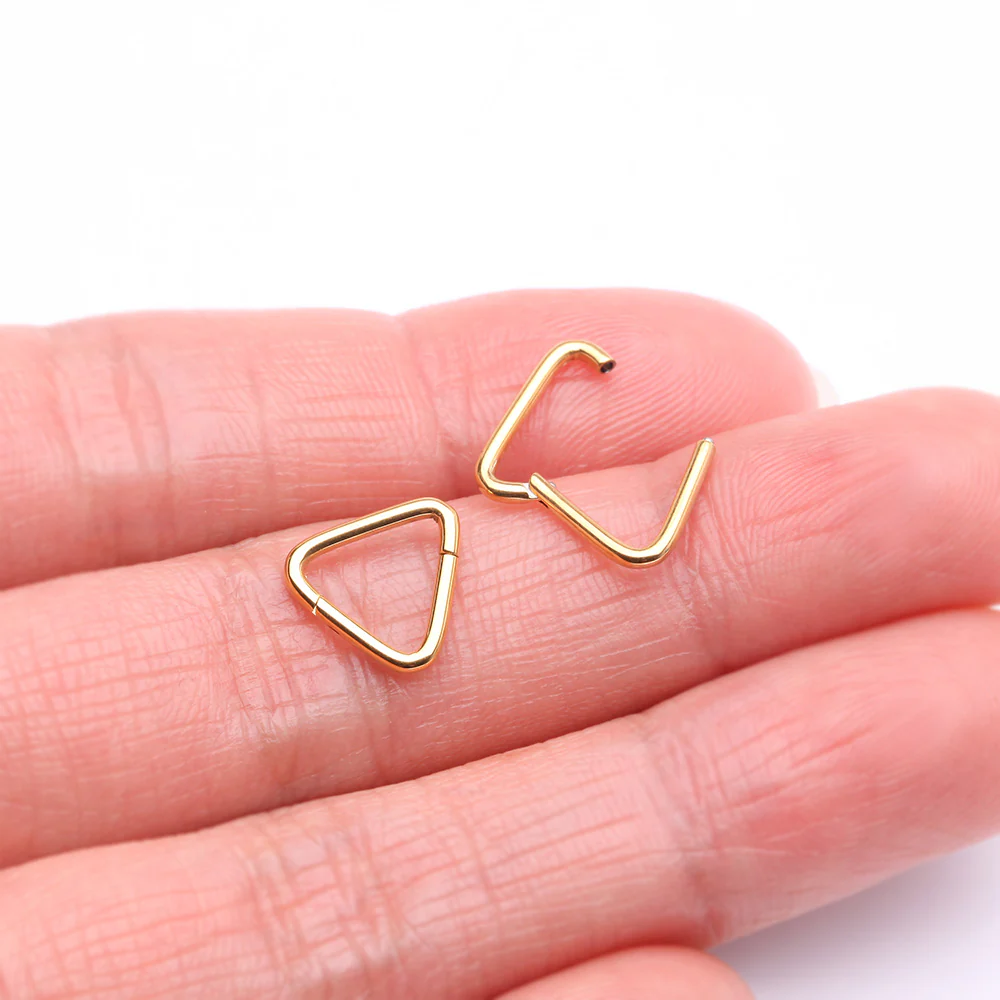 Implant Grade Titanium Golden Triangle Basic Geometric Clicker Hoop Ring - Image 3