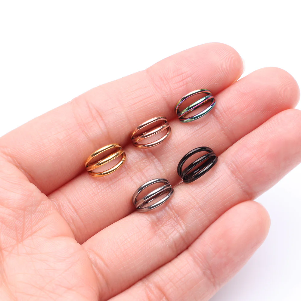 Implant Grade Titanium Golden Triple Row Hoops Steel Seamless Clicker Hoop Ring - Image 4