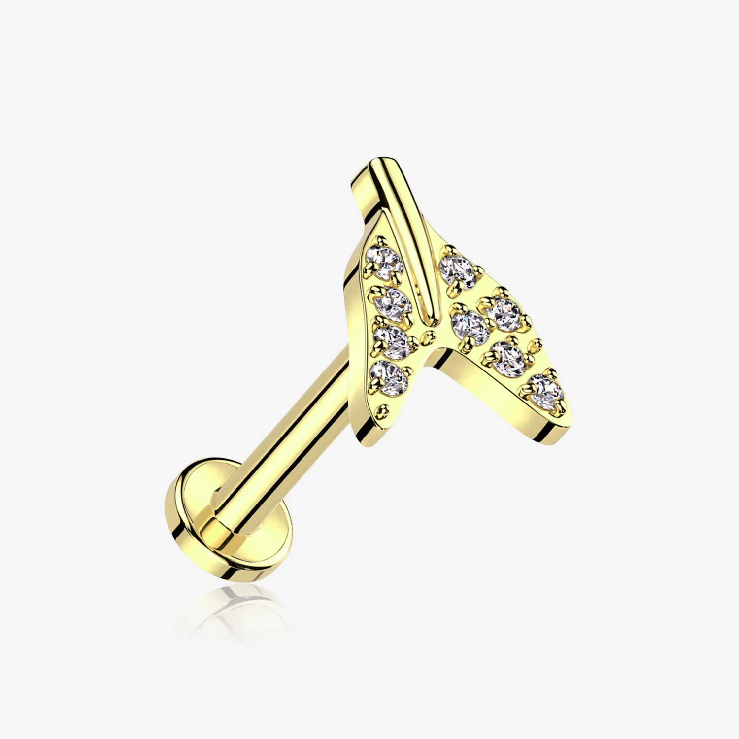 Implant Grade Titanium Golden Vintage Tail Sparkle Internally Threaded Labret