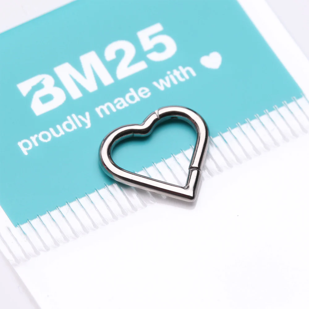 Implant Grade Titanium Heart Basic Geometric Clicker Hoop Ring - Image 4