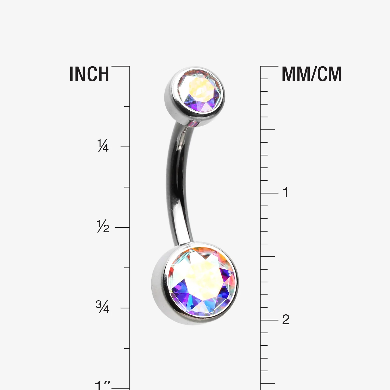 Implant Grade Titanium Internally Threaded Bezel Set Gem Belly Button Ring - Image 2
