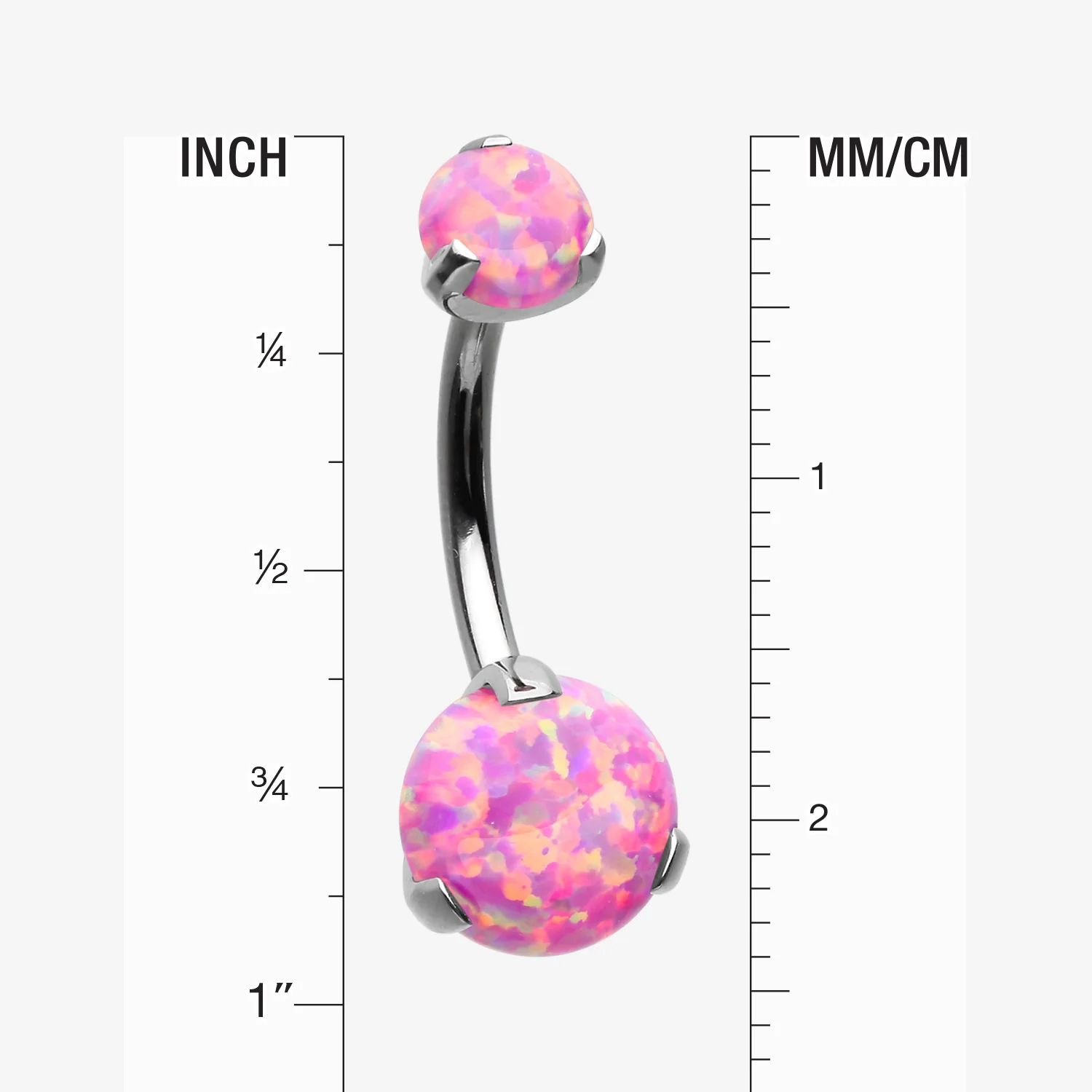 Implant Grade Titanium Internally Threaded Opal Prong Belly Button Ring - Image 2