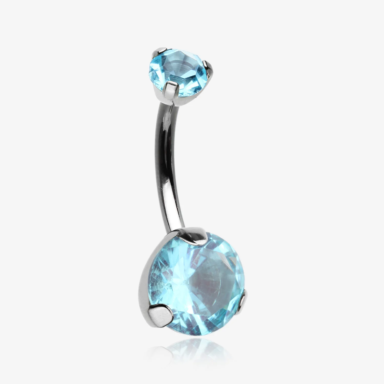 Implant Grade Titanium Internally Threaded Prong Set Belly Button Ring