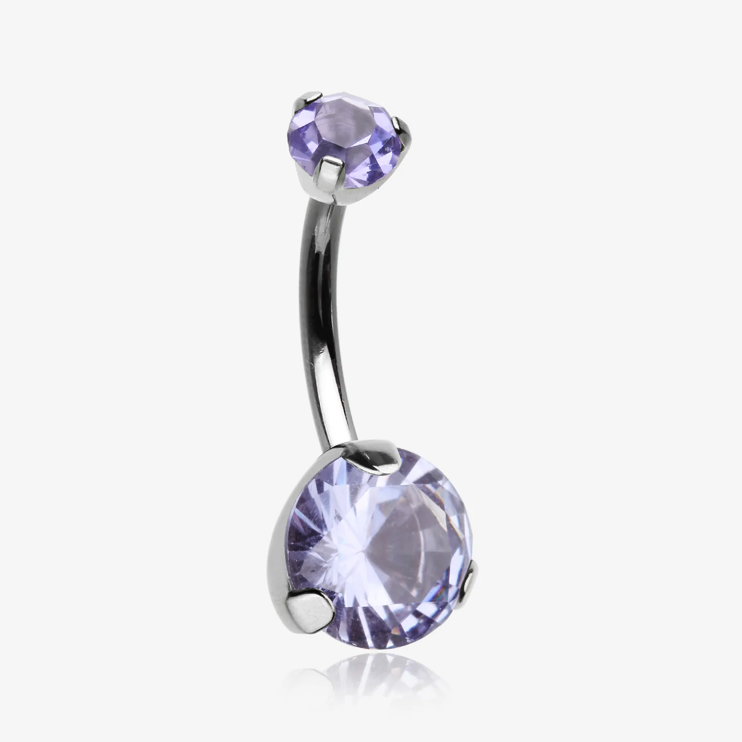 Implant Grade Titanium Internally Threaded Prong Set Belly Button Ring
