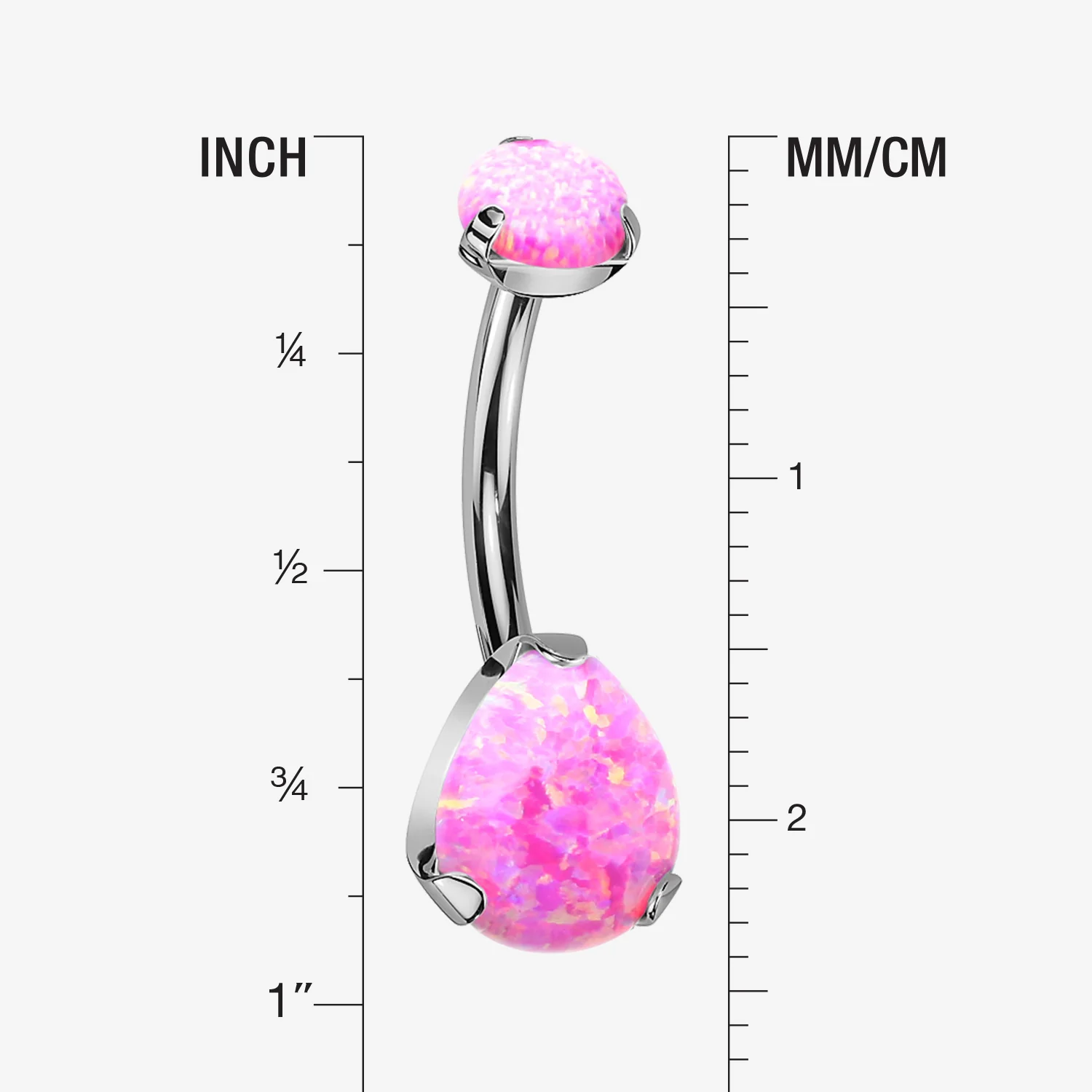 Implant Grade Titanium Internally Threaded Teardrop Opal Prong Belly Button Ring - Image 2