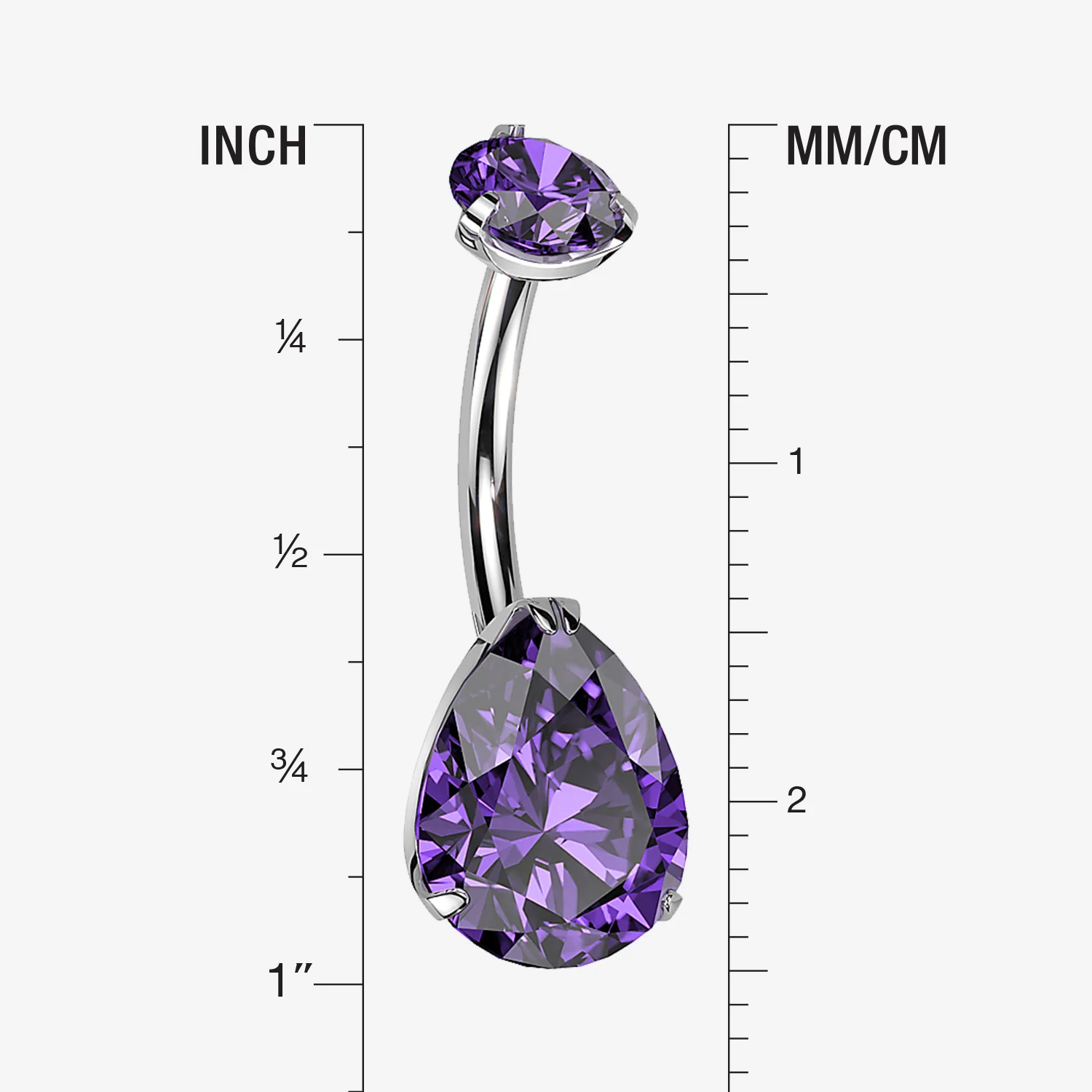 Implant Grade Titanium Internally Threaded Teardrop Prong Set Belly Button Ring - Image 2