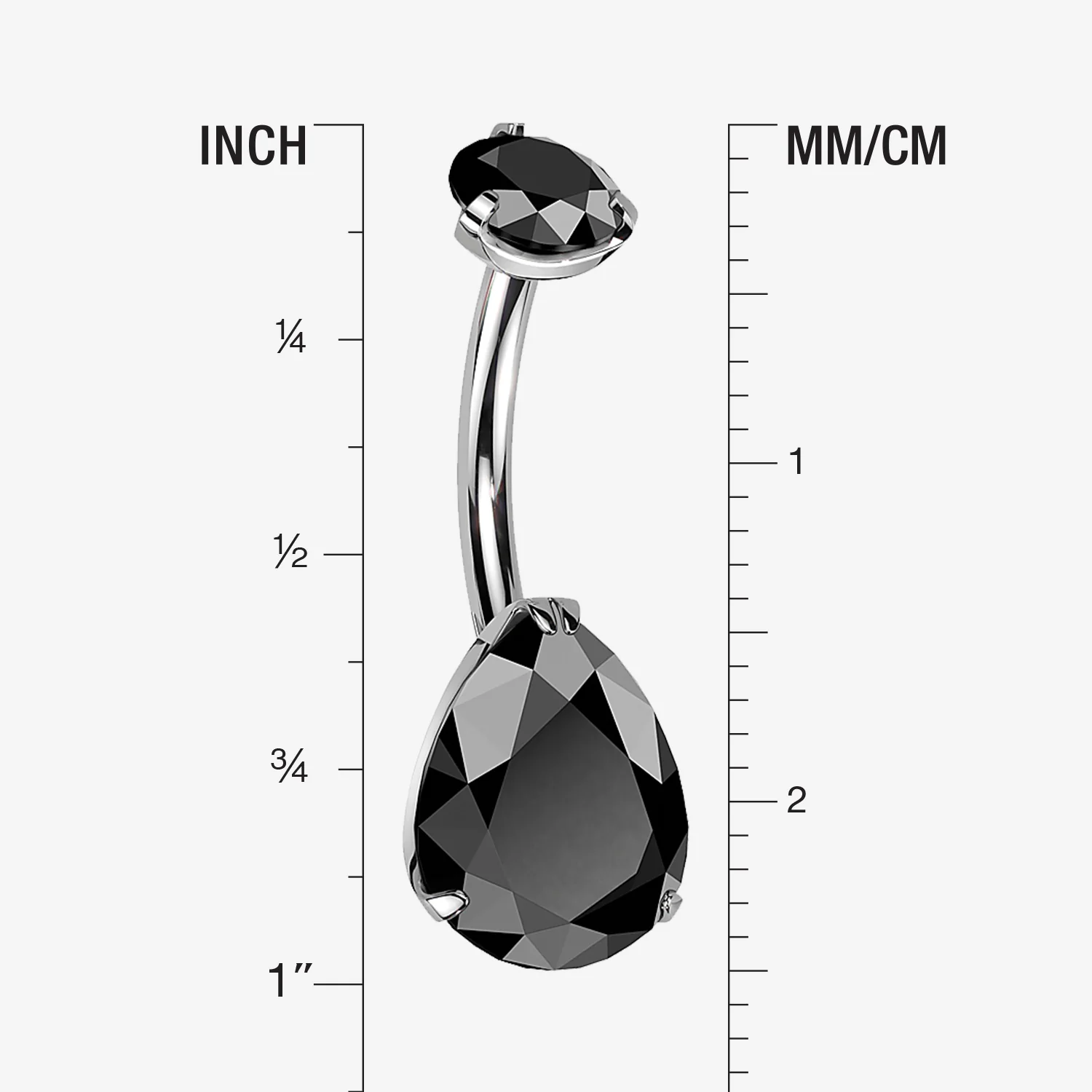Implant Grade Titanium Internally Threaded Teardrop Prong Set Belly Button Ring - Image 2