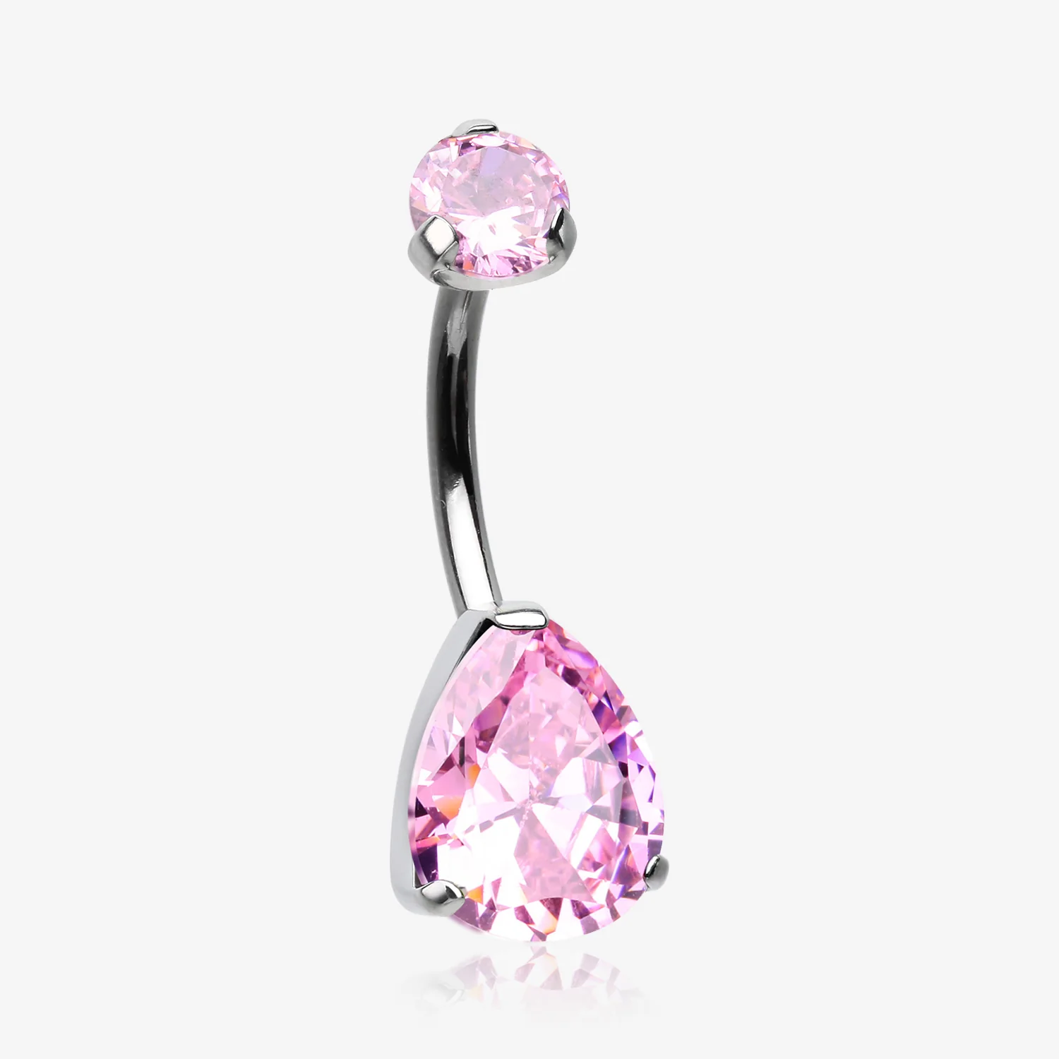 Implant Grade Titanium Internally Threaded Teardrop Prong Set Belly Button Ring