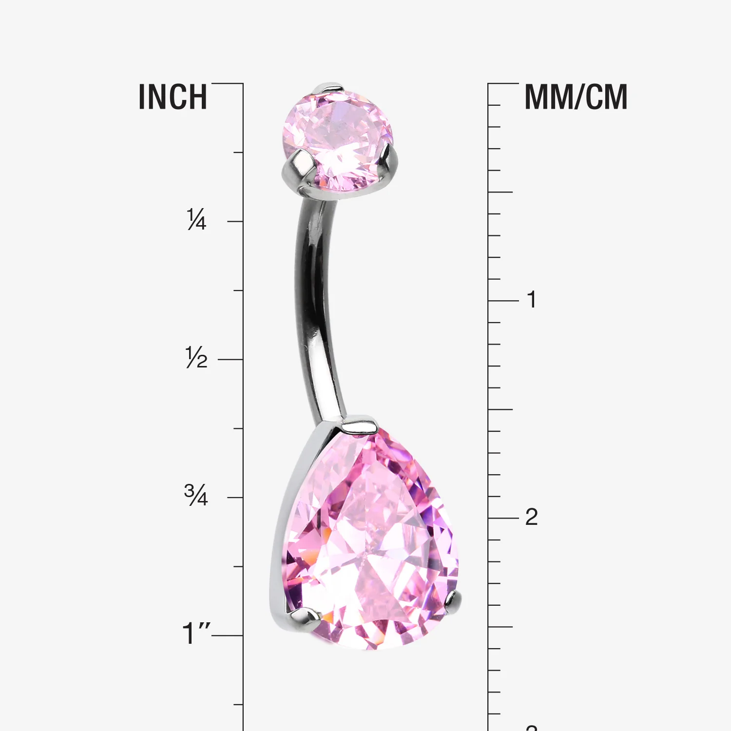 Implant Grade Titanium Internally Threaded Teardrop Prong Set Belly Button Ring - Image 2