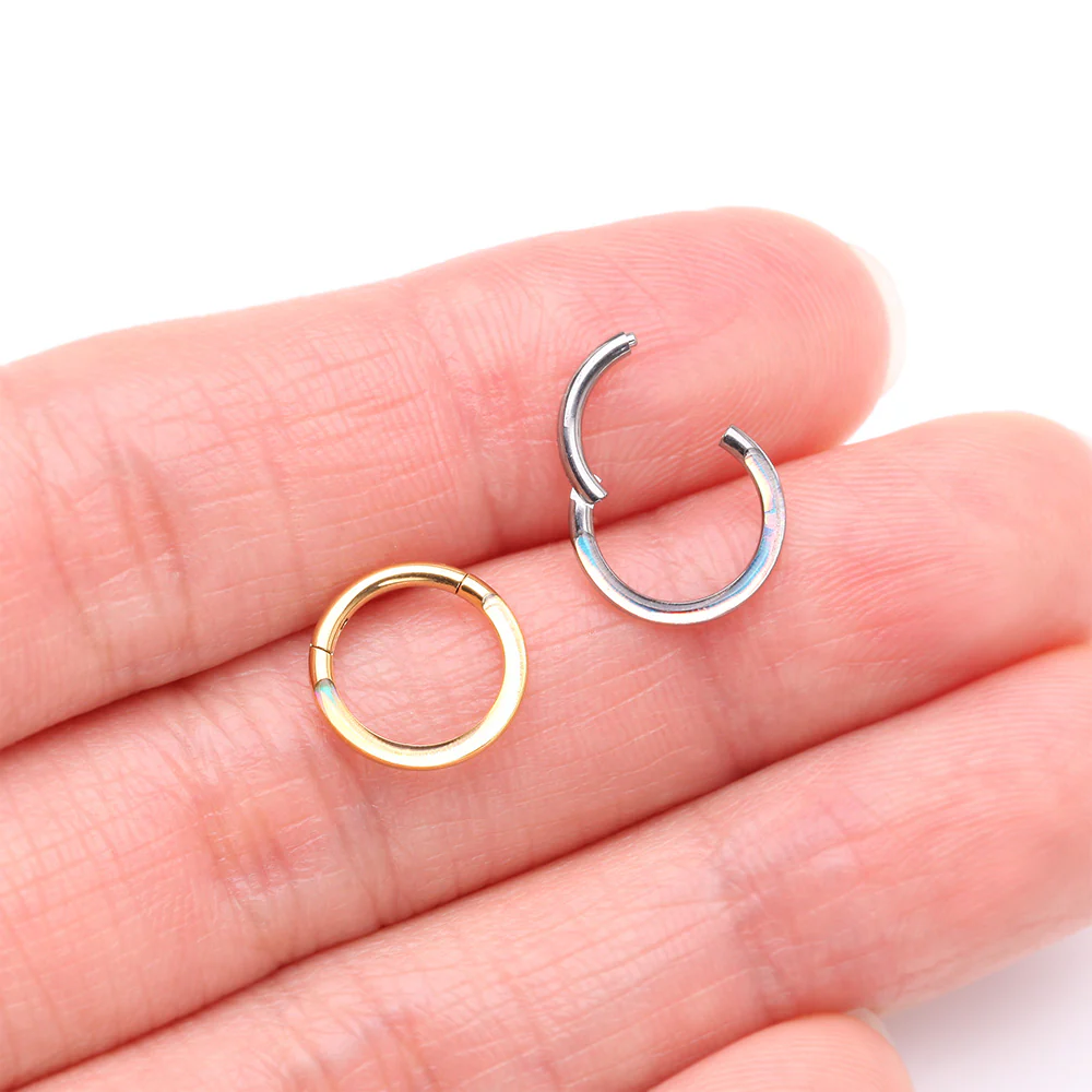Implant Grade Titanium Iridescent Revo Lined Clicker Hoop Ring - Image 4