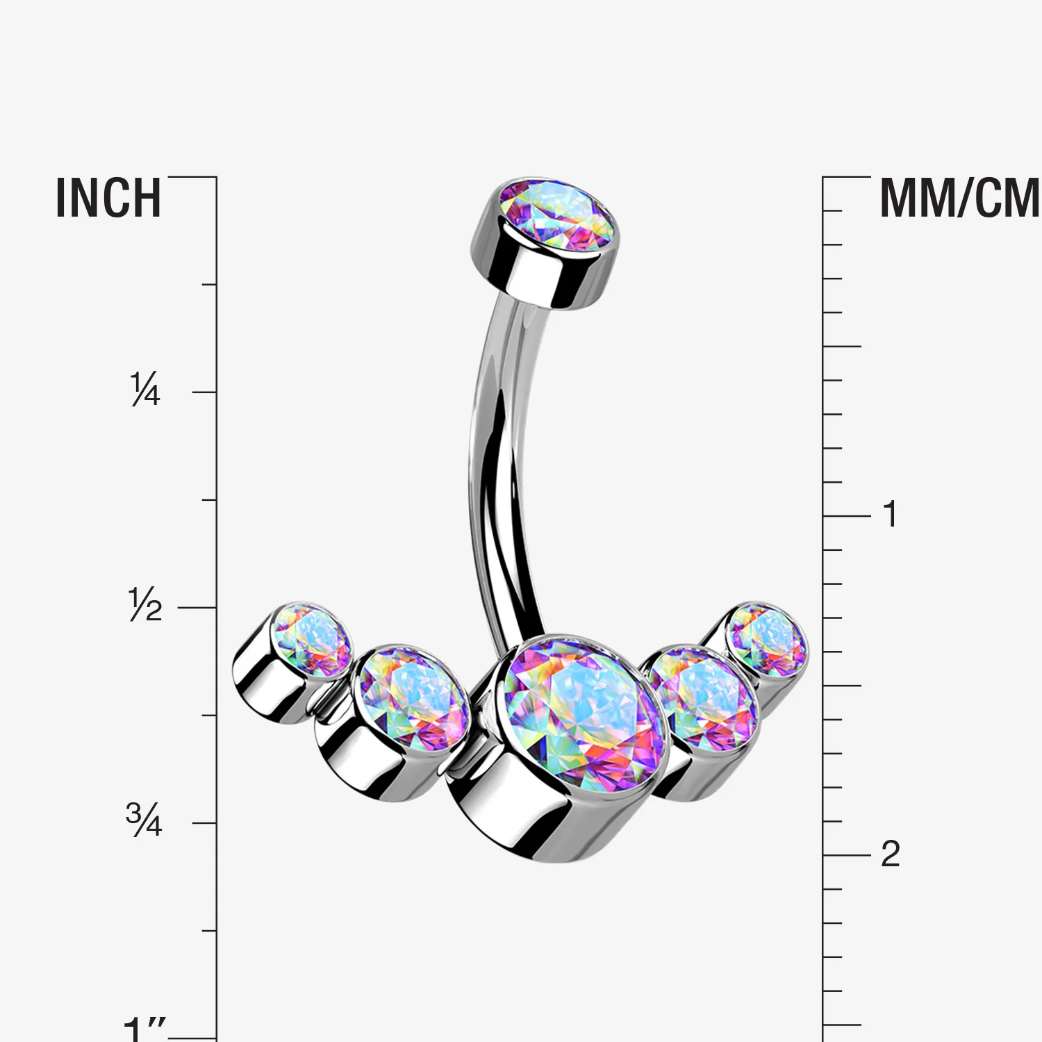 Implant Grade Titanium Journey Curve Sparkle Internally Threaded Belly Button Ring - Image 2