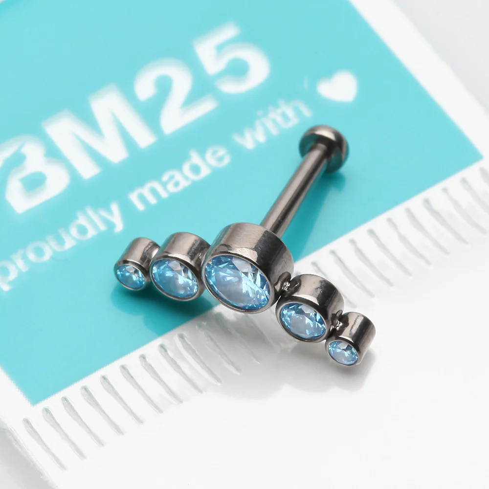 Implant Grade Titanium OneFit Threadless Journey Sparkle Curve Top Flat Back Stud Labret - Image 4