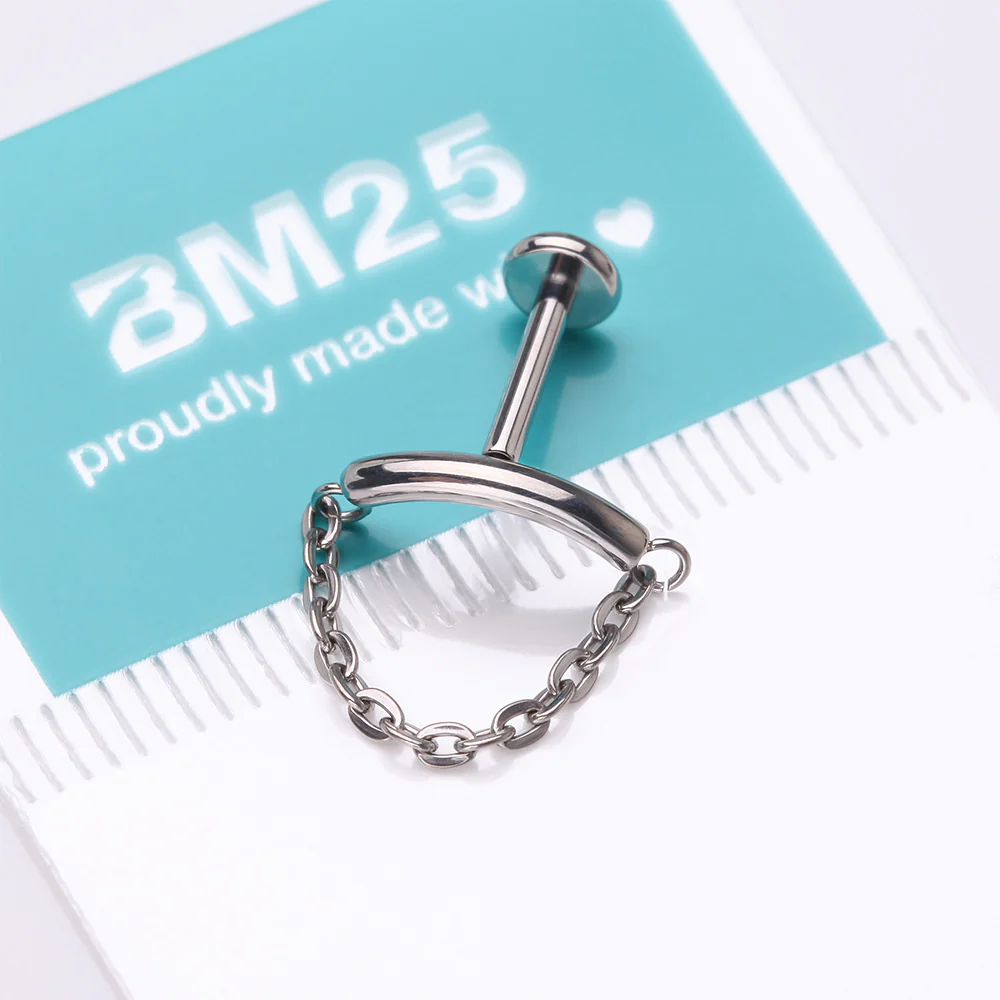 Implant Grade Titanium Modern Curve Chained Internally Threaded Labret - Image 5
