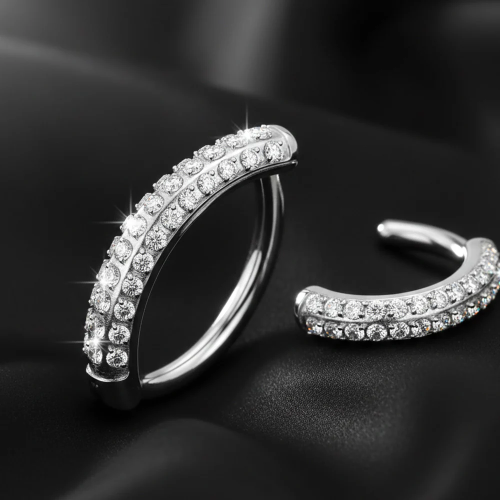 Implant Grade Titanium Moissanite Sparkle Overload Belly Clicker Ring - Image 3