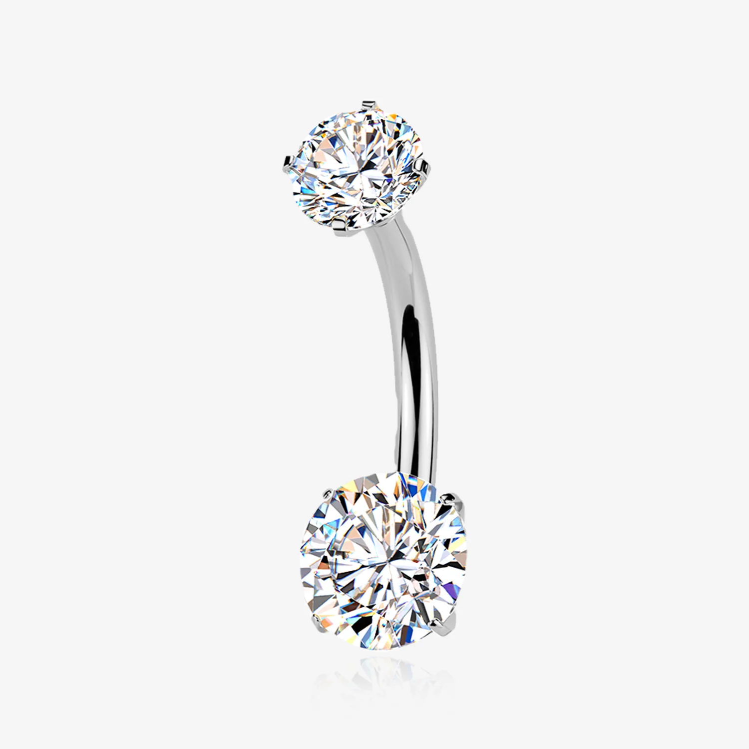 Implant Grade Titanium Moissanite Sparkle Prong Set Internally Threaded Belly Button Ring