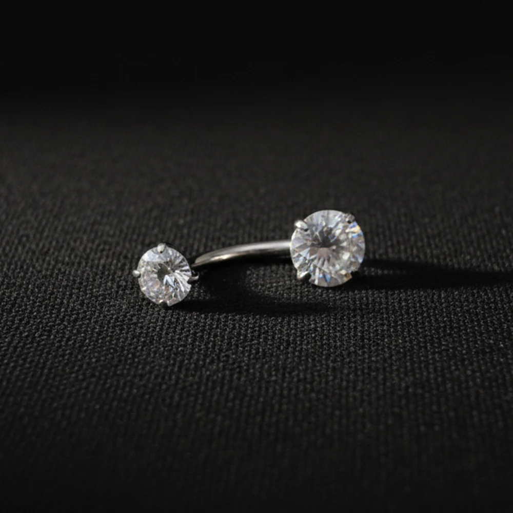 Implant Grade Titanium Moissanite Sparkle Prong Set Internally Threaded Belly Button Ring - Image 3