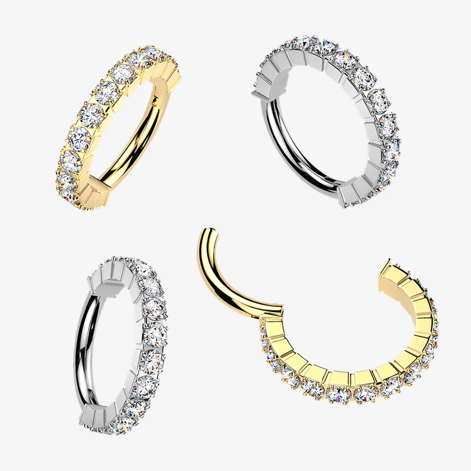 Implant Grade Titanium Moissanite Sparkle Segmented Clicker Hoop Ring - Image 2
