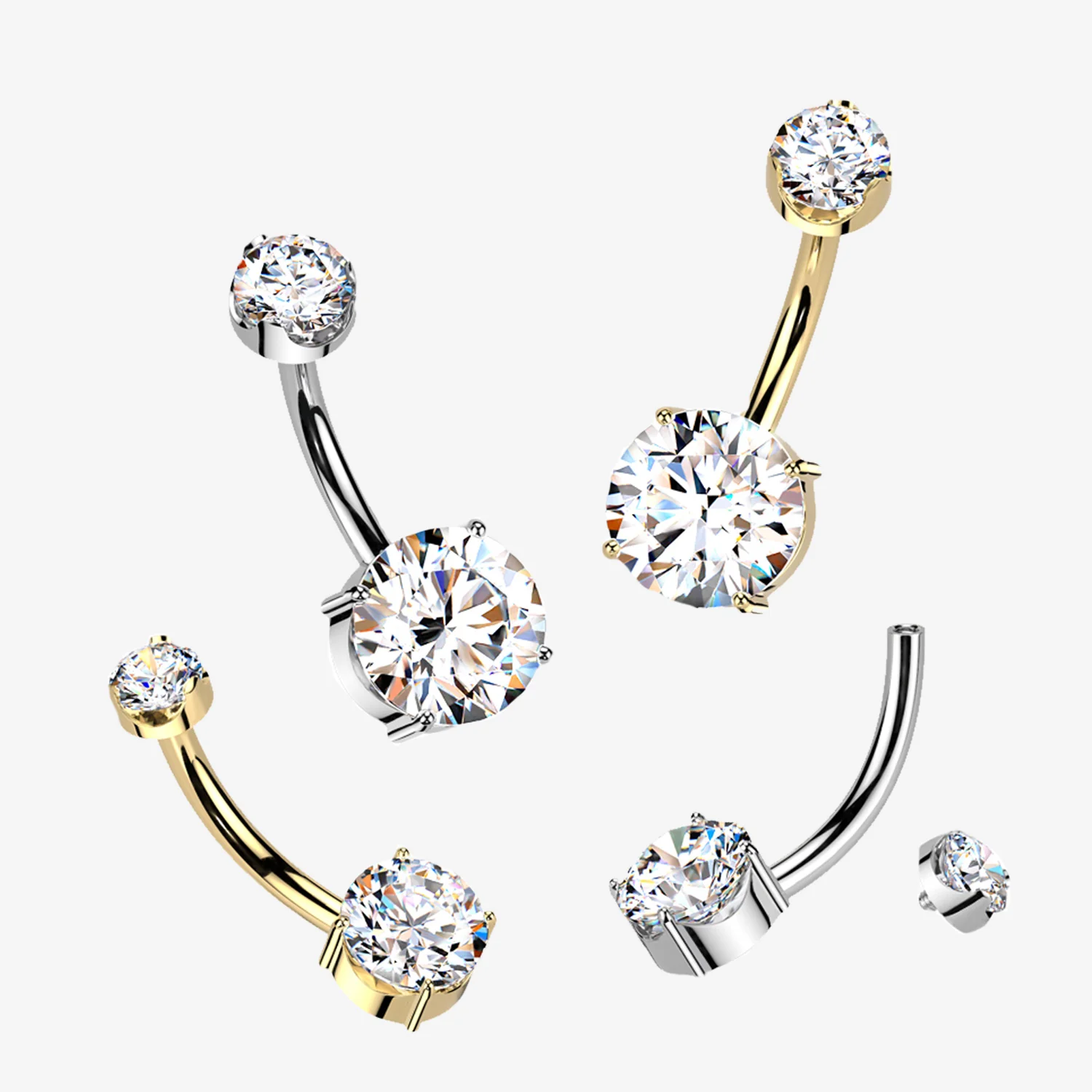 Implant Grade Titanium Moissanite Sparkle Internally Threaded Belly Button Ring - Image 2