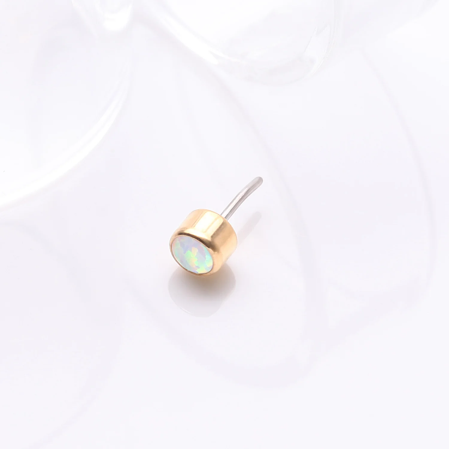 Implant Grade Titanium OneFit Threadless Bezel Round Fire Opal Sparkle Top Part - Image 2