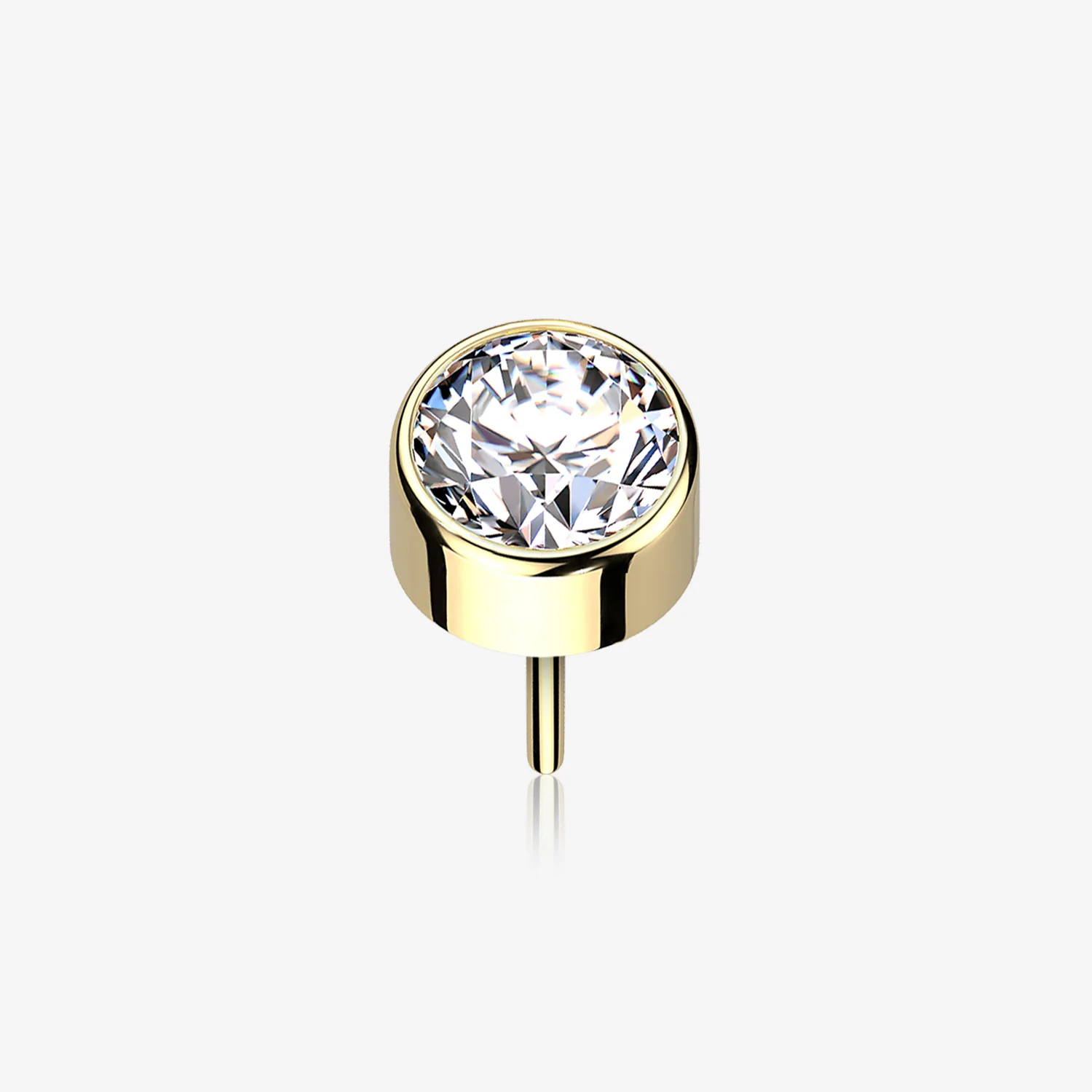 Implant Grade Titanium Golden OneFit Threadless Bezel Round Gem Sparkle Top Part