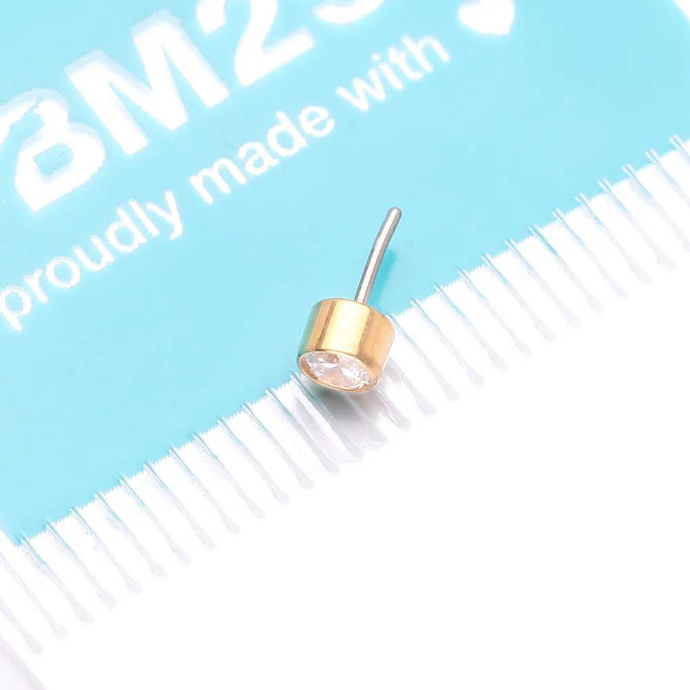 Implant Grade Titanium Golden OneFit Threadless Bezel Round Gem Sparkle Top Part - Image 4