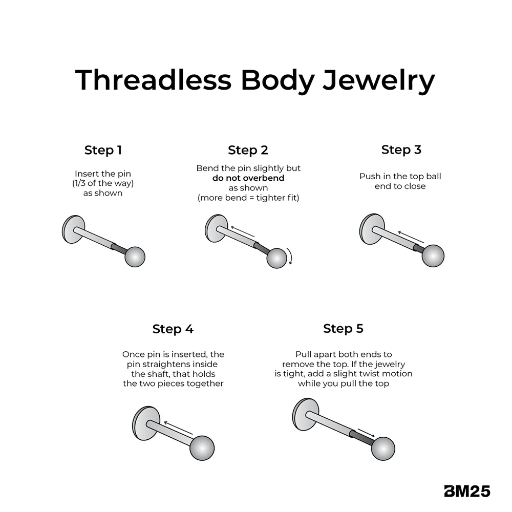 Implant Grade Titanium OneFit Threadless Brilliant Flower Sparkle Top Curved Barbell - Image 3