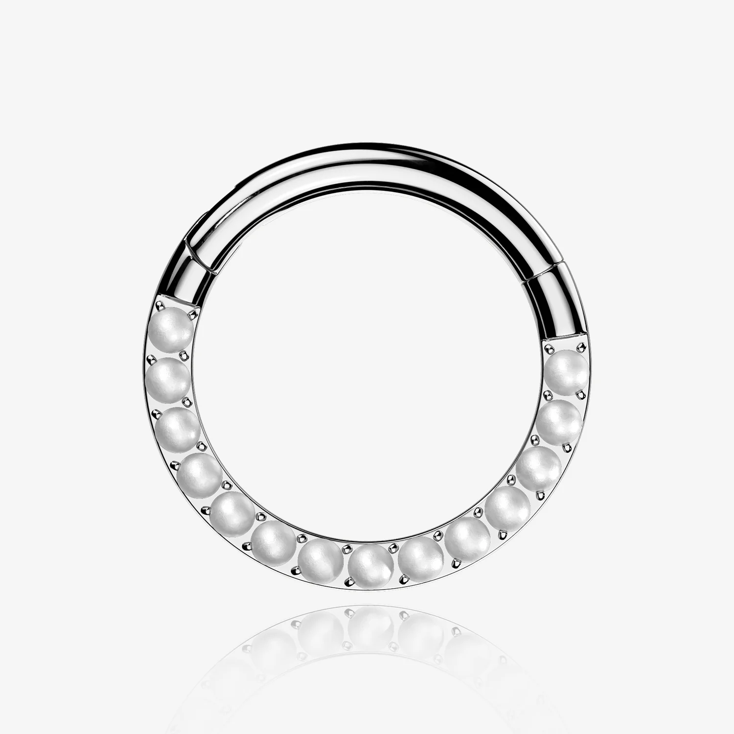 Implant Grade Titanium Pearlescent Lined Clicker Hoop Ring