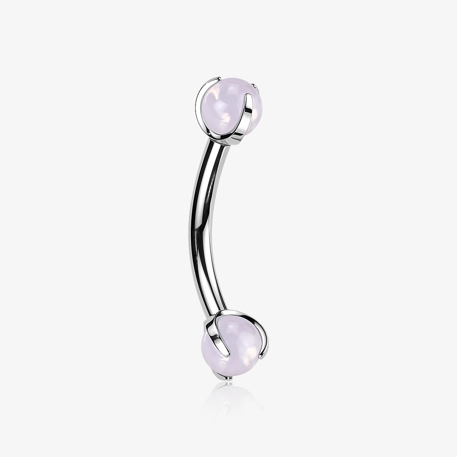 Implant Grade Titanium Pink Opalite Stone Ball Claw Prong Internally Threaded Curved Barbell