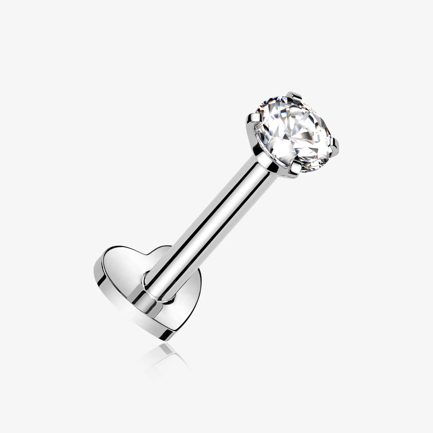 Implant Grade Titanium Prong Gem Sparkle Internally Threaded Heart Back Labret
