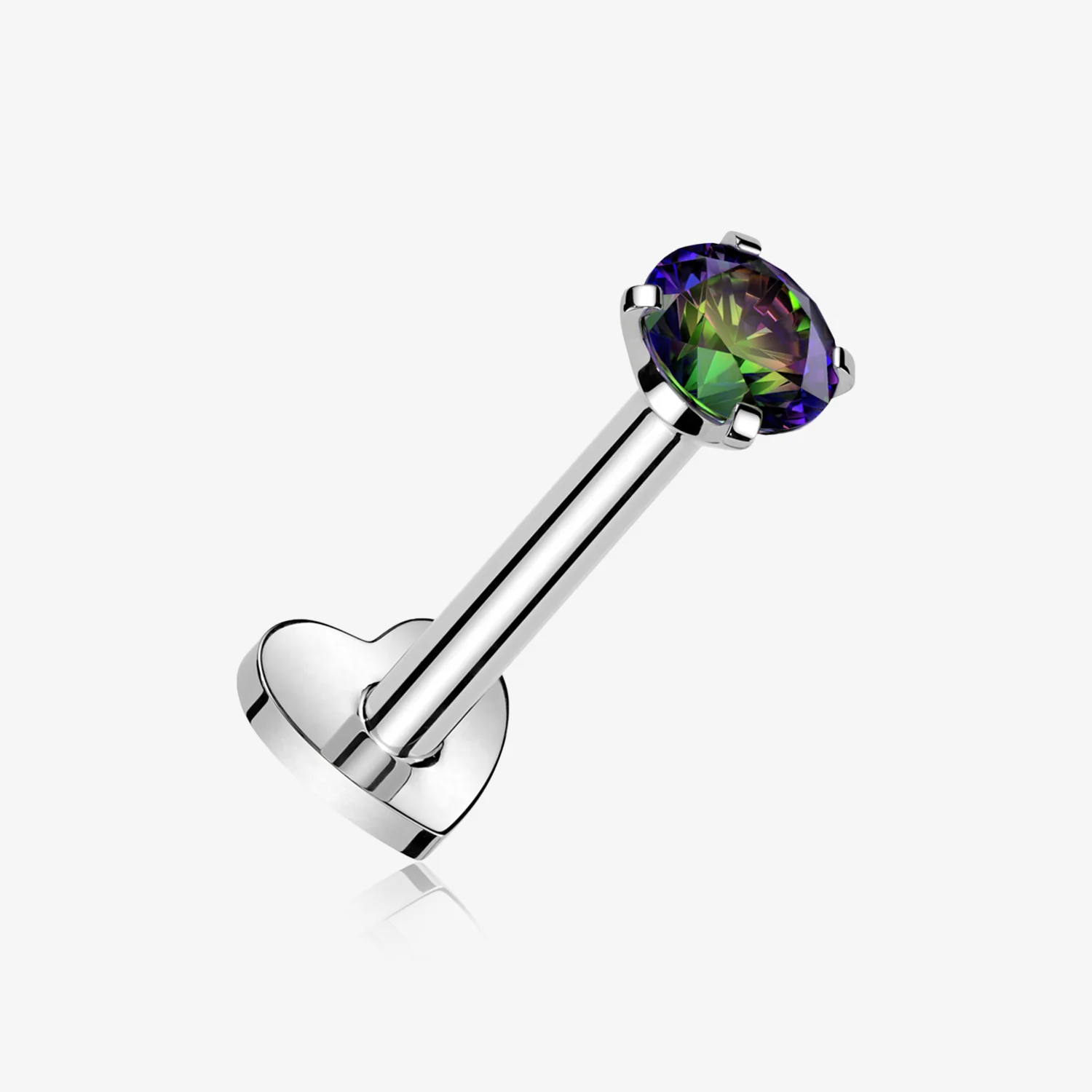 Implant Grade Titanium Prong Gem Sparkle Internally Threaded Heart Back Labret