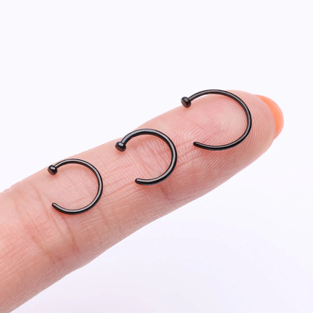 Implant Grade Titanium PVD Blackline Basic Nose Hoop Ring - Image 3