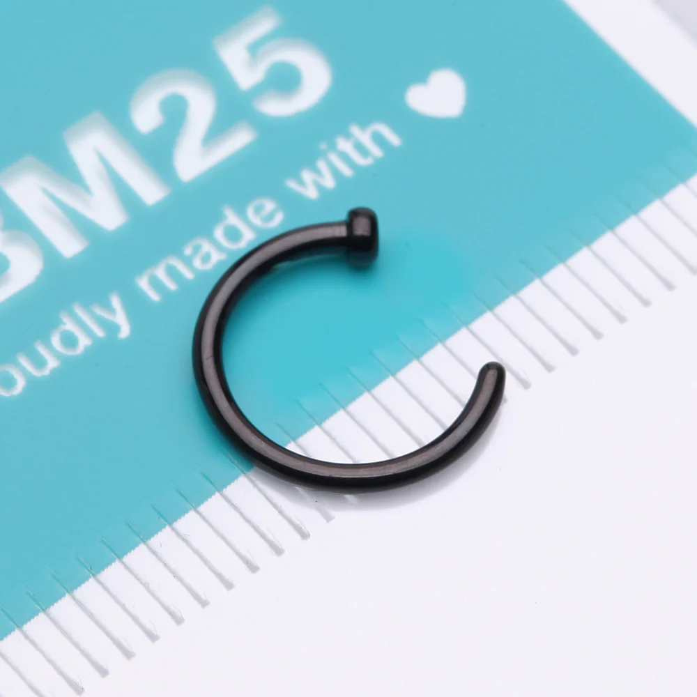 Implant Grade Titanium PVD Blackline Basic Nose Hoop Ring - Image 5