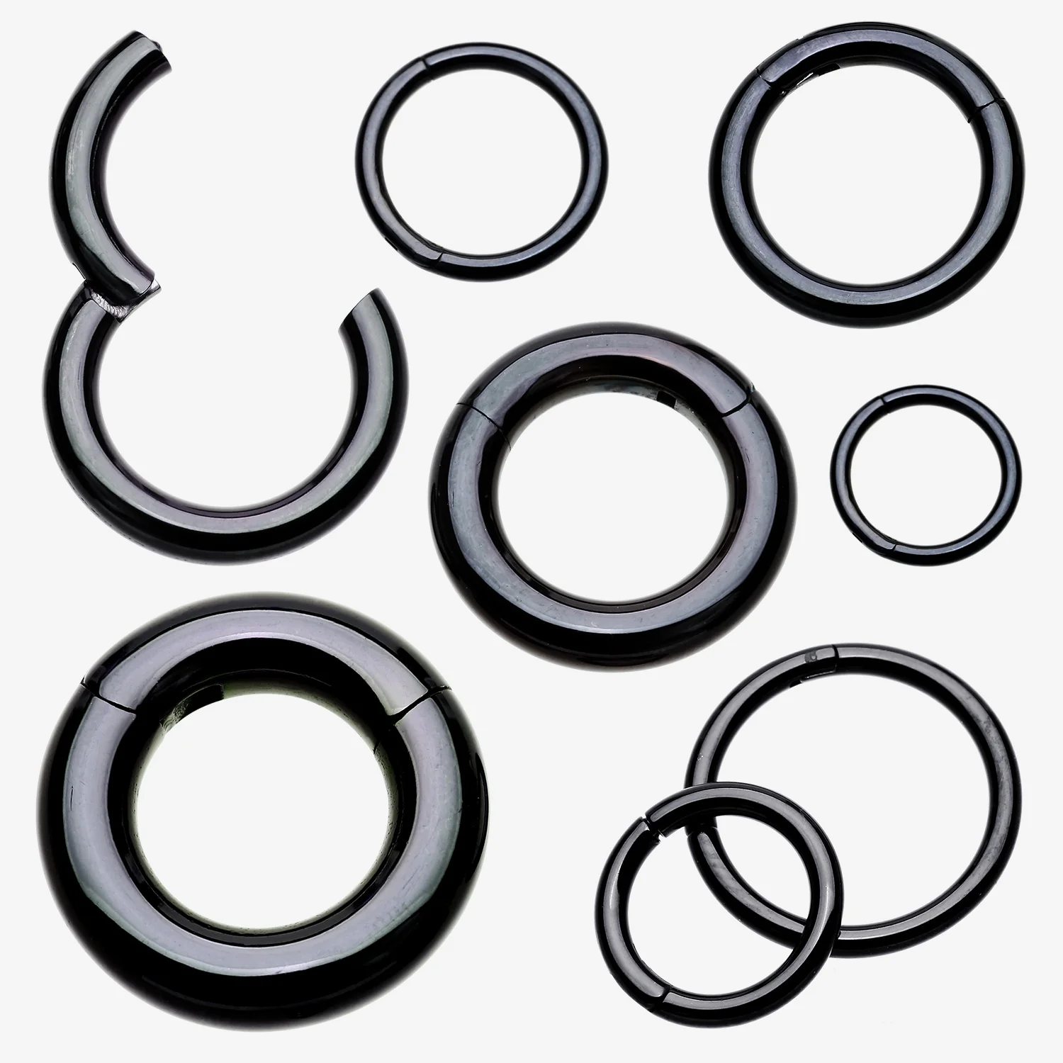 Implant Grade Titanium PVD Blackline Basic Seamless Hinged Clicker Hoop Ring