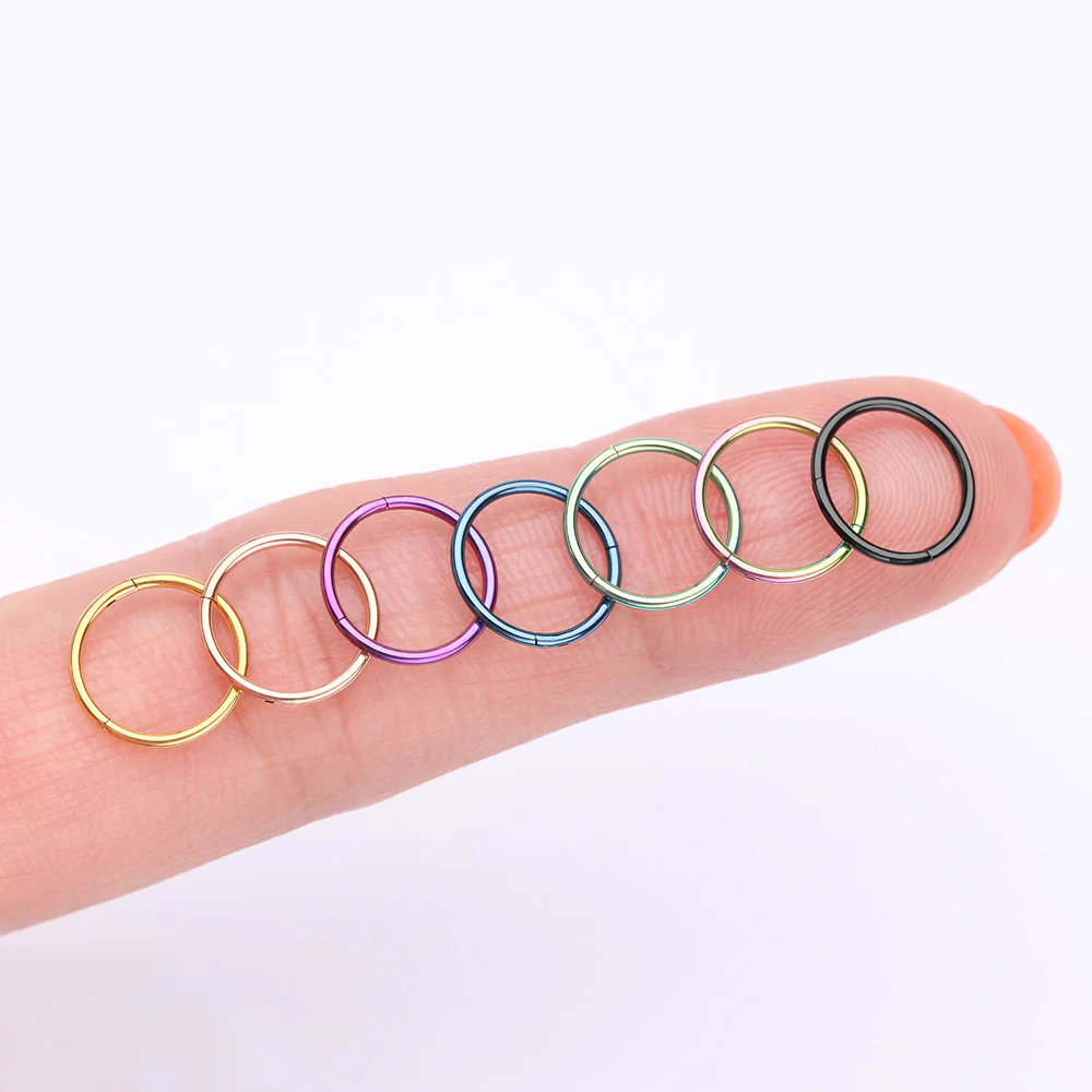 Implant Grade Titanium PVD Blackline Basic Seamless Hinged Clicker Hoop Ring - Image 4