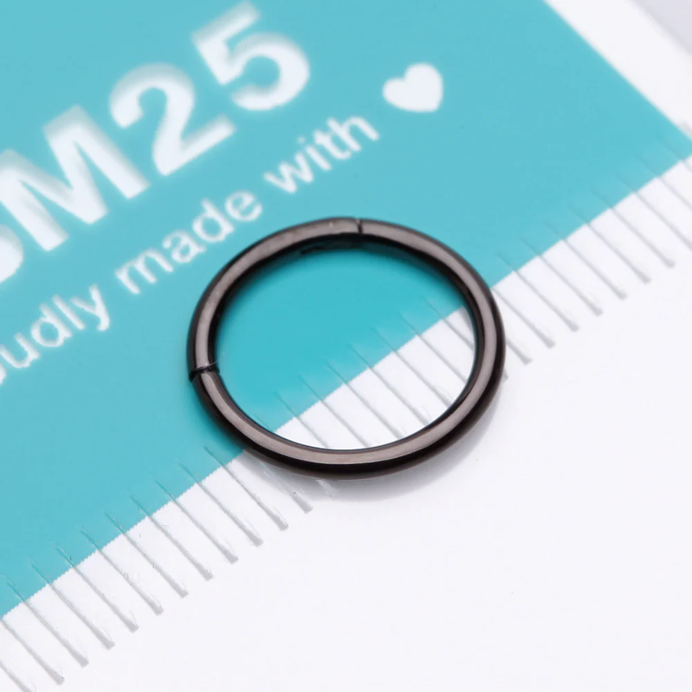 Implant Grade Titanium PVD Blackline Basic Seamless Hinged Clicker Hoop Ring - Image 5