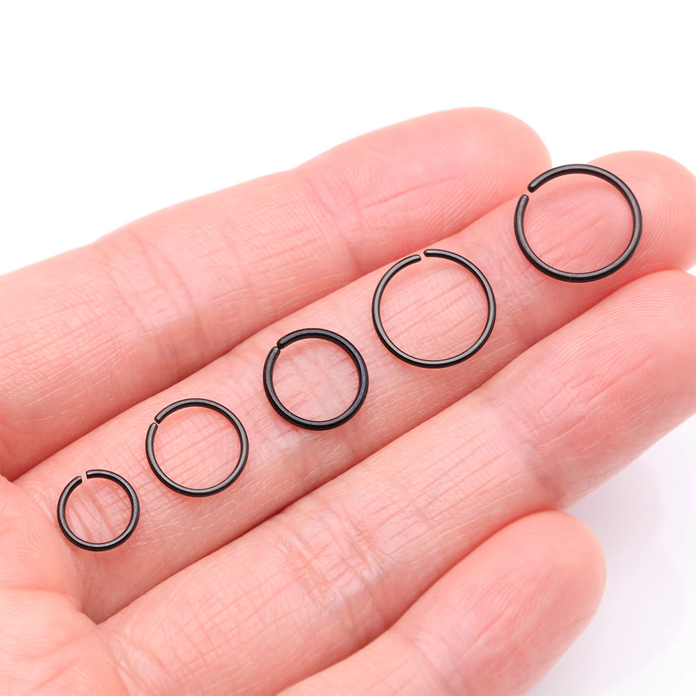 Implant Grade Titanium PVD Blackline Seamless Bendable Hoop Ring - Image 3