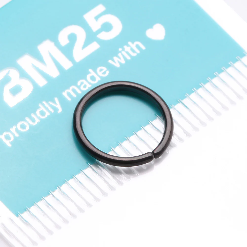 Implant Grade Titanium PVD Blackline Seamless Bendable Hoop Ring - Image 5