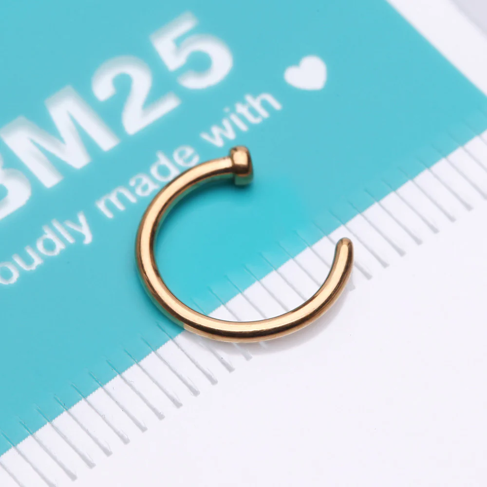 Implant Grade Titanium PVD Golden Basic Nose Hoop Ring - Image 5