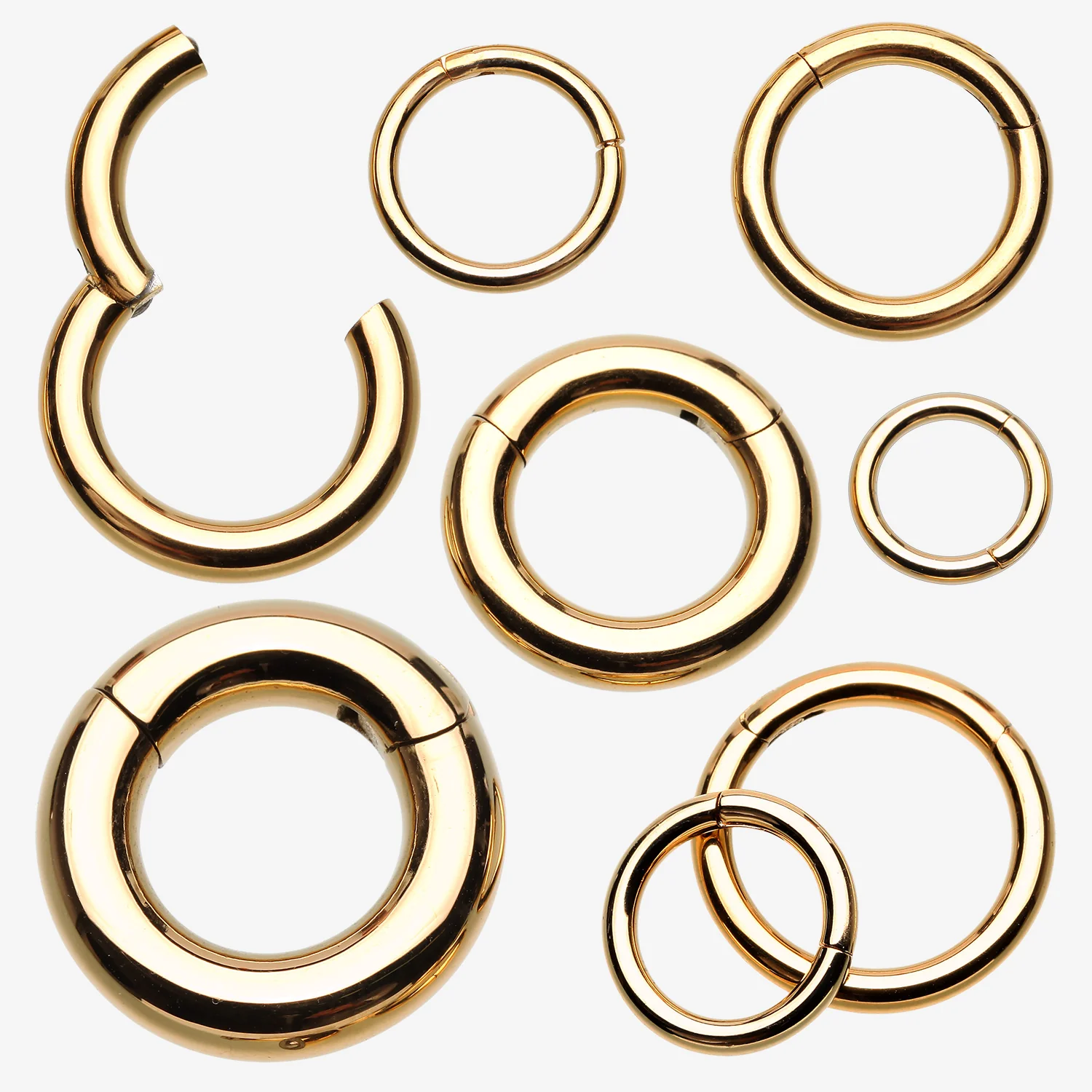 Implant Grade Titanium PVD Golden Basic Seamless Hinged Clicker Hoop Ring