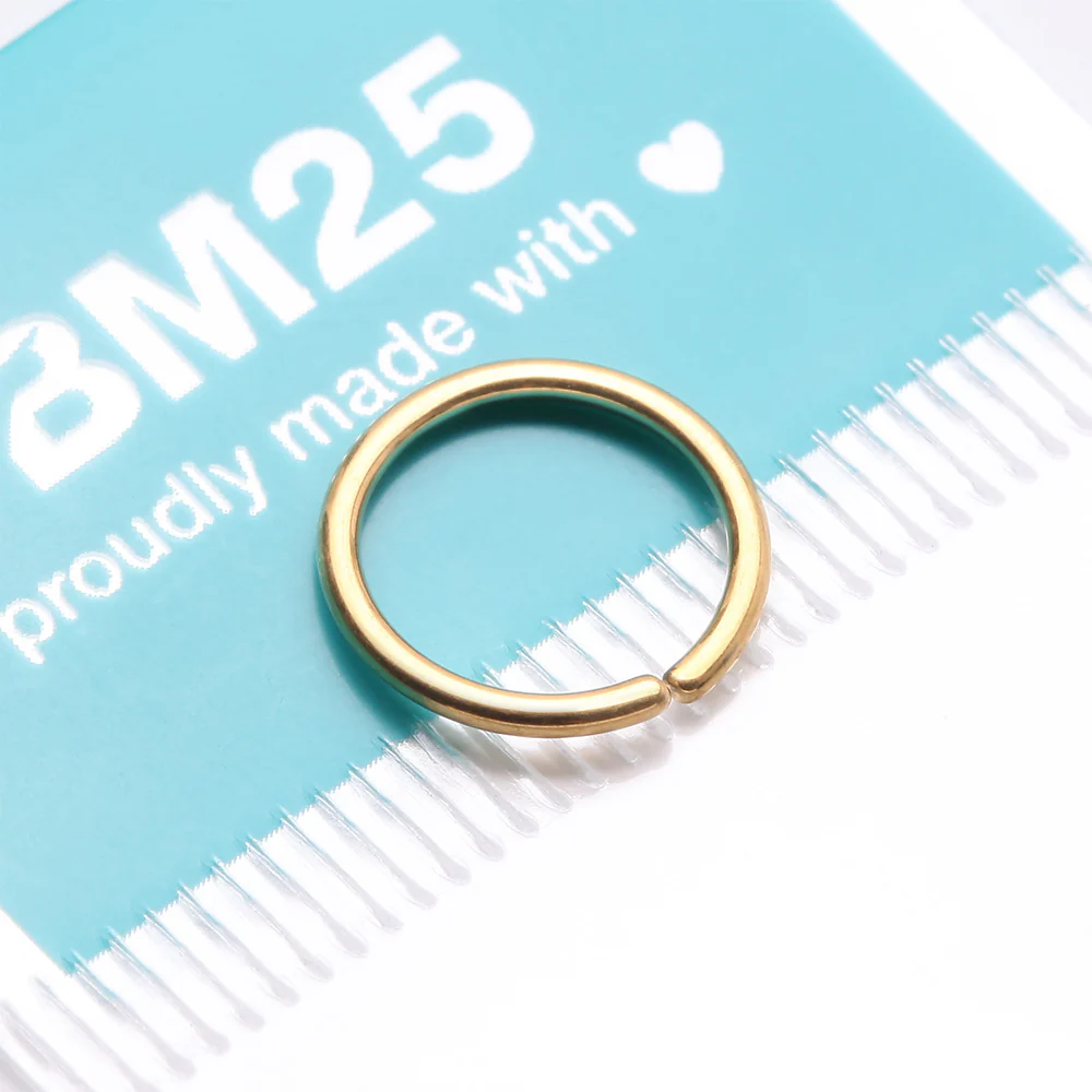 Implant Grade Titanium PVD Golden Seamless Bendable Hoop Ring - Image 5