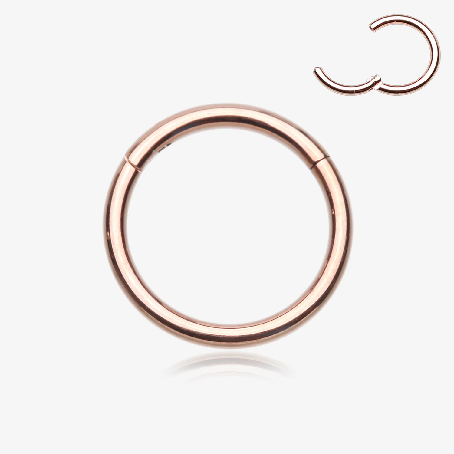 Implant Grade Titanium PVD Rose Gold Basic Seamless Hinged Clicker Hoop Ring