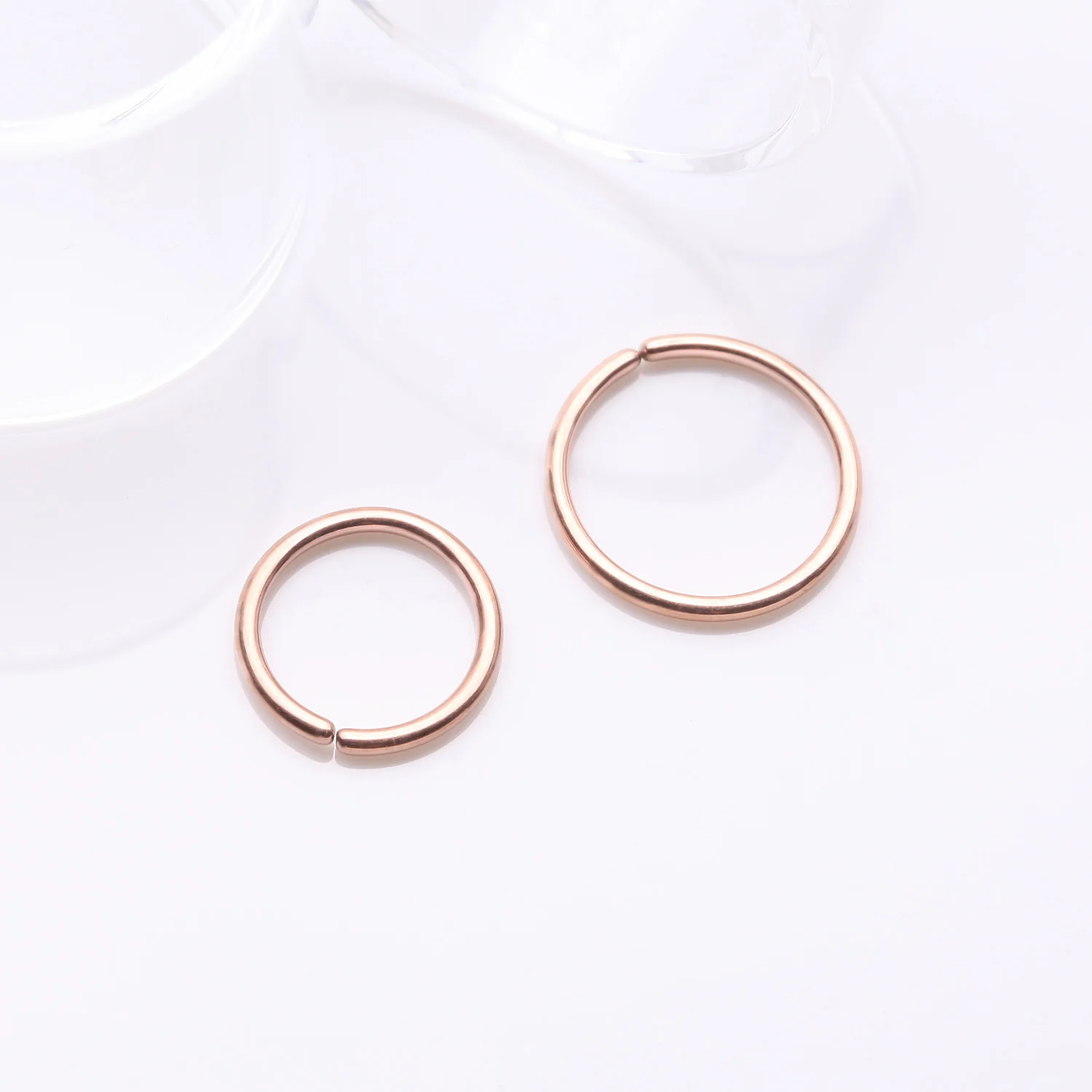 Implant Grade Titanium PVD Rose Gold Seamless Bendable Hoop Ring - Image 2