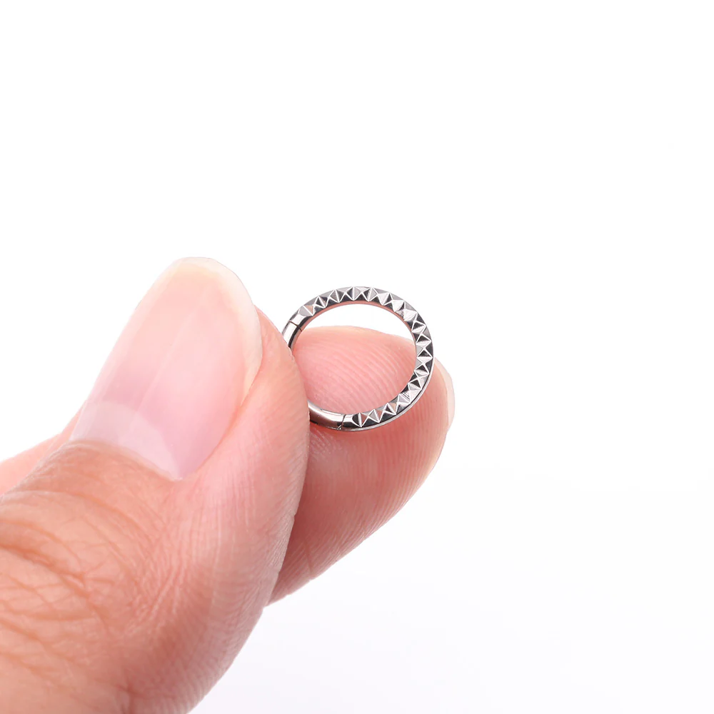 Implant Grade Titanium Pyramid Front Geometric Seamless Clicker Hoop Ring - Image 3